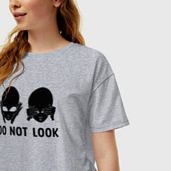 Футболка оверсайз женская Черный пришелец - do not look, цвет: меланж — фото 2