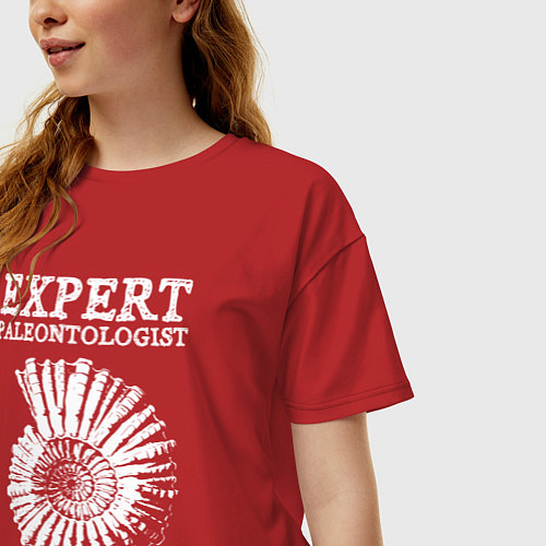 Женская футболка оверсайз Эксперт палеонтолог на стажировке / Красный – фото 3