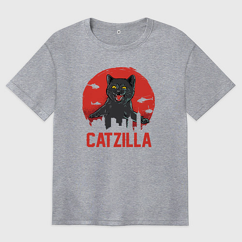 Женская футболка оверсайз Catzilla / Меланж – фото 1