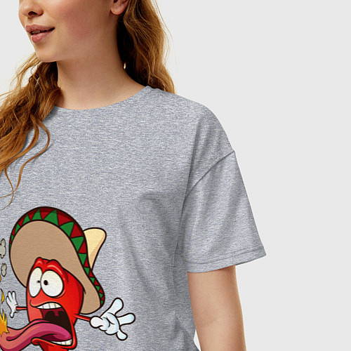 Женская футболка оверсайз Горячий мексиканский перец / Меланж – фото 3