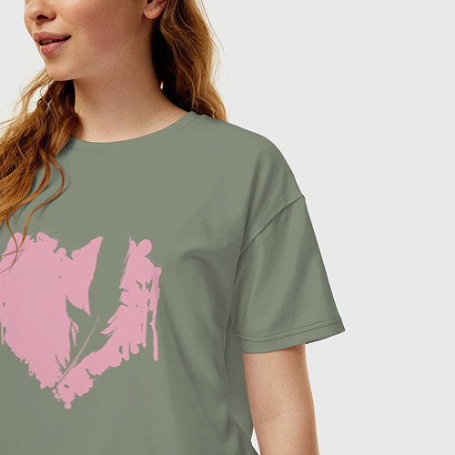 Женская футболка оверсайз Сердце перья / Авокадо – фото 3