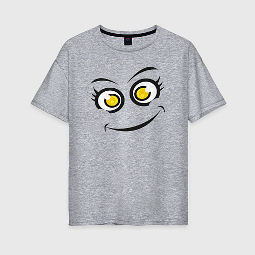 Женская футболка оверсайз Cute emoji / Меланж – фото 1
