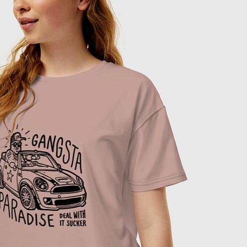 Женская футболка оверсайз Gangsta paradise / Пыльно-розовый – фото 3