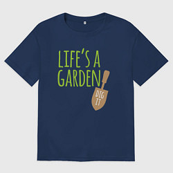 Футболка оверсайз женская Жизнь это сад, цвет: тёмно-синий