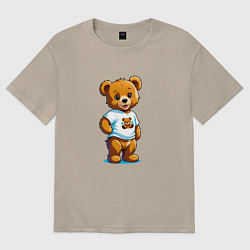 Футболка оверсайз женская Медвежонок в футболке, цвет: миндальный