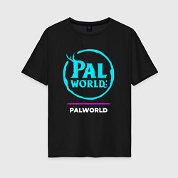 Женская футболка оверсайз Символ Palworld в неоновых цветах