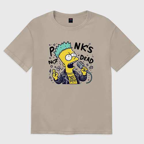 Женская футболка оверсайз Bart Simpson - punks not dead / Миндальный – фото 1