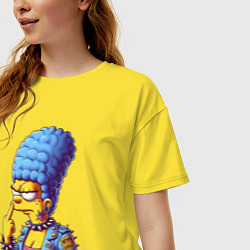 Футболка оверсайз женская Marge Simpson - punks not dead motto, цвет: желтый — фото 2