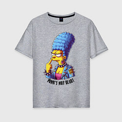 Футболка оверсайз женская Marge Simpson - punks not dead motto, цвет: меланж