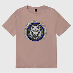 Футболка оверсайз женская Мемный волк-одна ошибка и ты ошибся, цвет: пыльно-розовый