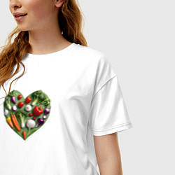 Футболка оверсайз женская Сердце из овощей, цвет: белый — фото 2