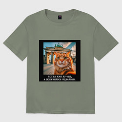 Женская футболка оверсайз Рыжий кот: хотел как лучше получилось идеально