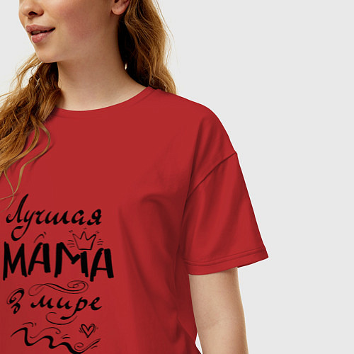 Женская футболка оверсайз Лучшая мама в мире надпись / Красный – фото 3
