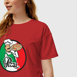 Футболка оверсайз женская Итальянская пицца, цвет: красный — фото 2
