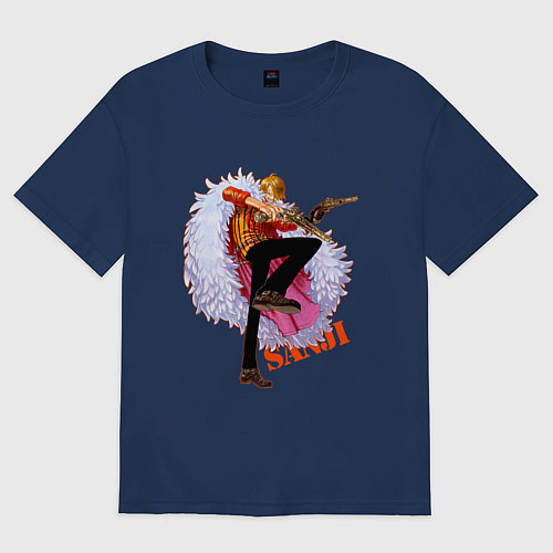 Женская футболка оверсайз Винсмок Санджи из аниме и манги One Piece / Тёмно-синий – фото 1