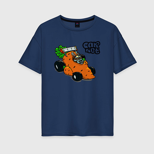 Женская футболка оверсайз Carrot mobile racing / Тёмно-синий – фото 1