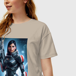 Футболка оверсайз женская Mass Effect -N7 armor, цвет: миндальный — фото 2