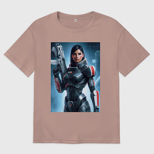Женская футболка оверсайз Mass Effect -N7 armor / Пыльно-розовый – фото 1