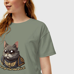 Футболка оверсайз женская Котик еретик, цвет: авокадо — фото 2