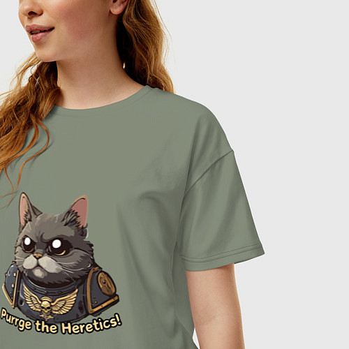 Женская футболка оверсайз Котик еретик / Авокадо – фото 3