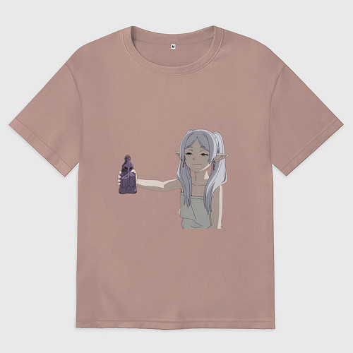 Женская футболка оверсайз Фрирен Провожающая в последний путь улыбается / Пыльно-розовый – фото 1