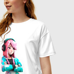 Футболка оверсайз женская Minecraft девушка с розовыми волосами, цвет: белый — фото 2
