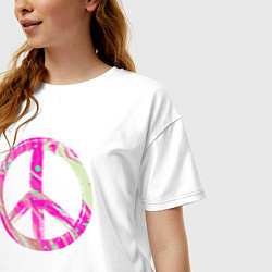 Футболка оверсайз женская Pink peace, цвет: белый — фото 2
