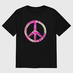 Футболка оверсайз женская Pink peace, цвет: черный