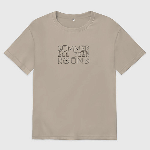 Женская футболка оверсайз Summer all year round / Миндальный – фото 1