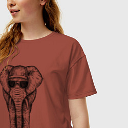 Футболка оверсайз женская Слон в панаме, цвет: кирпичный — фото 2