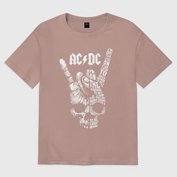 Футболка оверсайз женская AC DC - highway to hell, цвет: пыльно-розовый