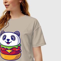 Футболка оверсайз женская Панда бургер, цвет: миндальный — фото 2