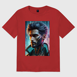 Футболка оверсайз женская Cyber dude - ai art, цвет: красный