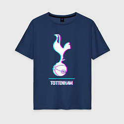 Футболка оверсайз женская Tottenham FC в стиле glitch, цвет: тёмно-синий