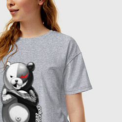 Футболка оверсайз женская Монокума - Danganronpa, цвет: меланж — фото 2