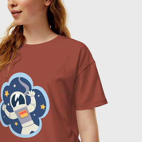 Женская футболка оверсайз Космонавтик / Кирпичный – фото 3