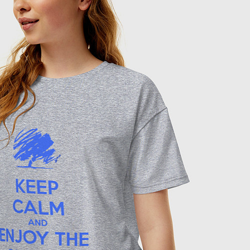 Женская футболка оверсайз Keep calm and enjoy the silence / Меланж – фото 3