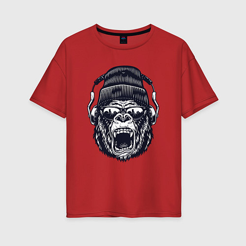 Женская футболка оверсайз Music gorilla / Красный – фото 1