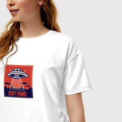 Футболка оверсайз женская НЛО без паники, цвет: белый — фото 2