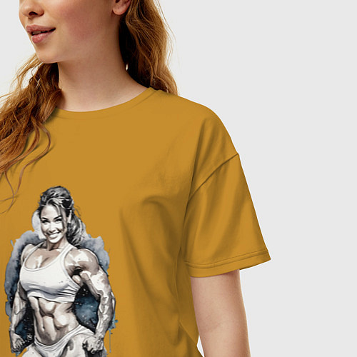 Женская футболка оверсайз Красота тела / Горчичный – фото 3