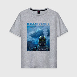 Футболка оверсайз женская Helldivers 2: ПТСР, цвет: меланж