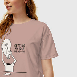 Футболка оверсайз женская Getting my idea head on, цвет: пыльно-розовый — фото 2