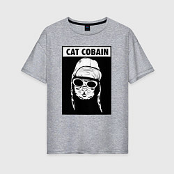 Футболка оверсайз женская Cat cobain, цвет: меланж
