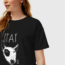Футболка оверсайз женская Stay dog pissed, цвет: черный — фото 2