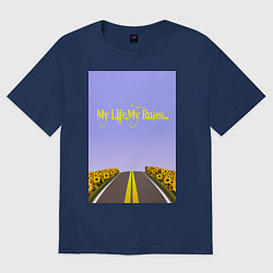 Женская футболка оверсайз Поле подсолнухи: my life my rules