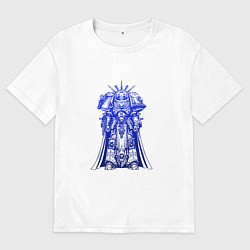 Футболка оверсайз женская Космодесантник ультрамарин, цвет: белый