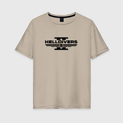 Футболка оверсайз женская Helldivers 2 - black, цвет: миндальный