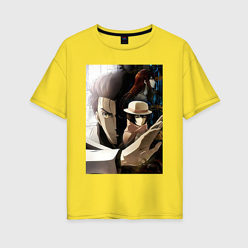 Женская футболка оверсайз Врата Штейна Ринтаро Окабэ Курису Макисэ Маюри / Желтый – фото 1
