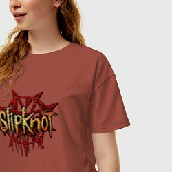 Футболка оверсайз женская Slipknot original, цвет: кирпичный — фото 2