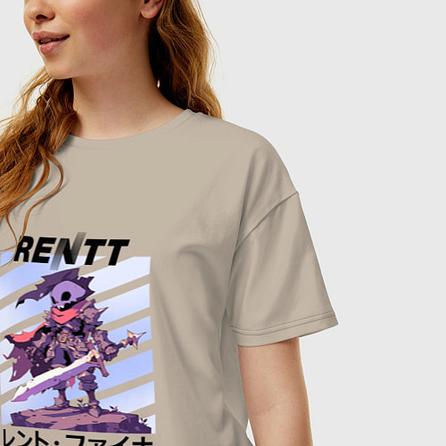 Женская футболка оверсайз Rentt - The Unwanted Undead Adventurer / Миндальный – фото 3